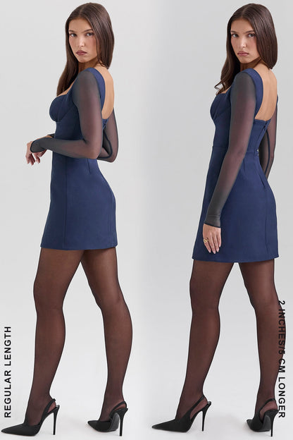 midnight stretch crepe plunge mini dress - sale
