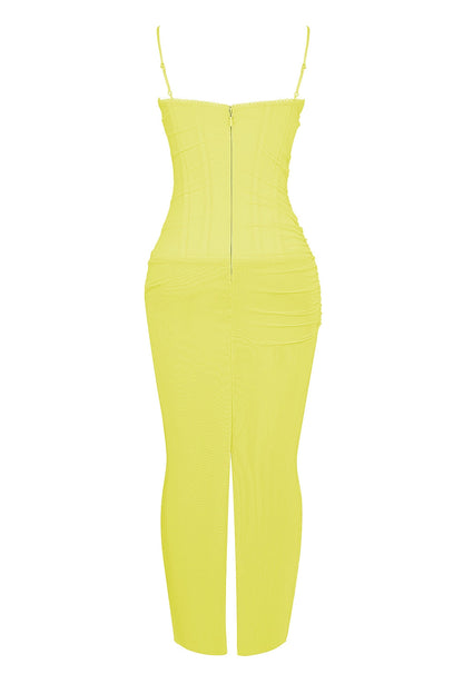 acid lime corset maxi dress