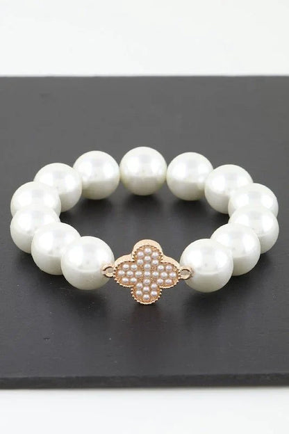 Bejeweled Clover Pearl Bracelet