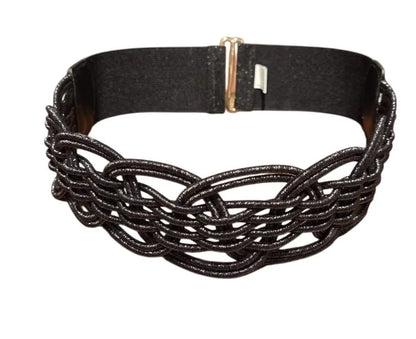 Luna Wave Elastic Waist Belt in Black