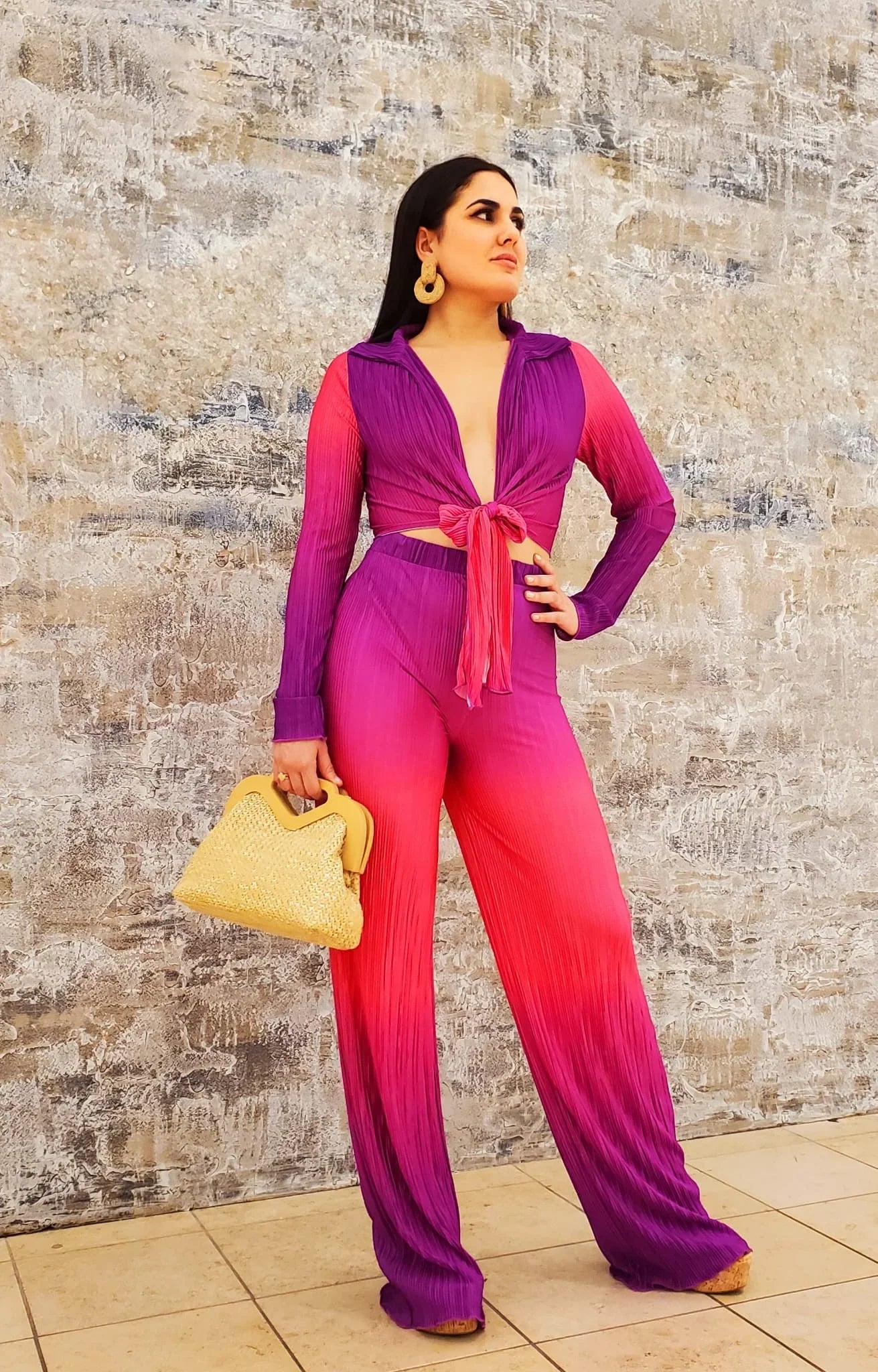 Brunch Babe Pant Set (Magenta Combo)