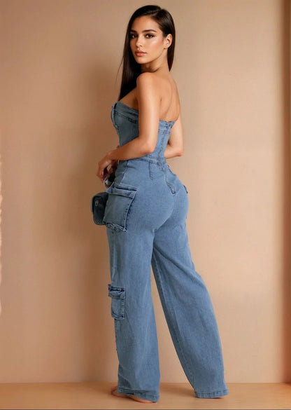 Buckle Up Strapless Jumpsuit