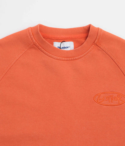 Butter Goods Scrubbed Crewneck Sweatshirt - Tangerine