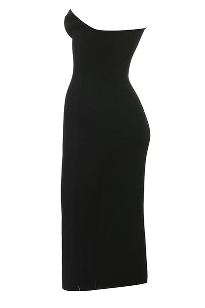 black strapless midi dress - sale