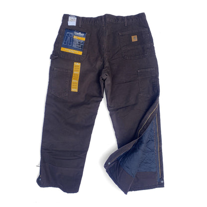 Carhartt Double Front Quilt Lined Sandstone Waist Overall Zip Pants NEW