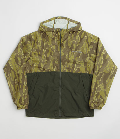 Columbia Spire Valley Printed Windbreaker Jacket - Mossy Green Treebark / Greenscape