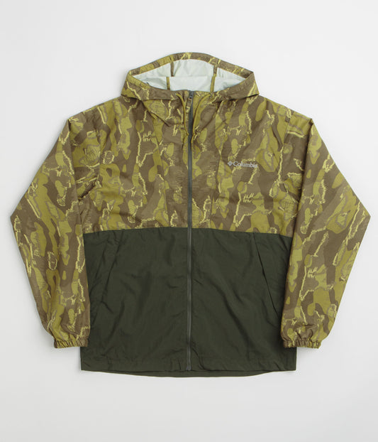 Columbia Spire Valley Printed Windbreaker Jacket - Mossy Green Treebark / Greenscape