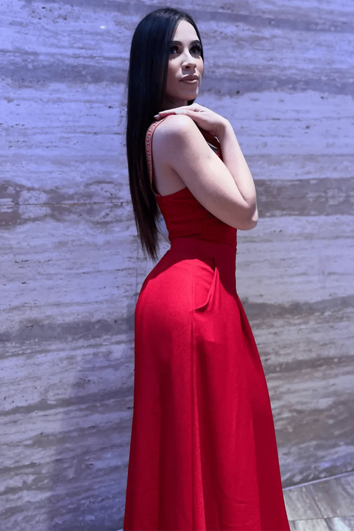 Solid Wide Palazzo pants (Red)