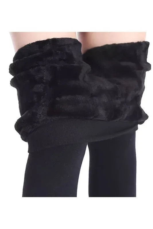 Cozy Comfort Fleece-Lined Thick Tights (All Black)
