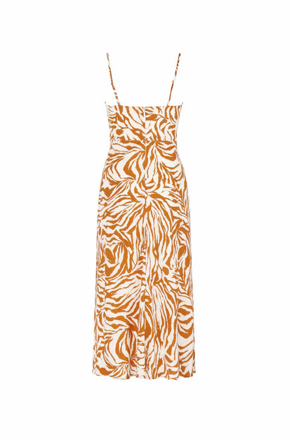 Maya Tan Zebra Print Midi Dress
