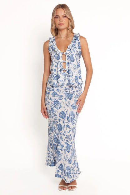 Claud Top - Blue White Floral