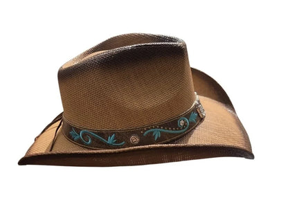 Desert Bloom Western Cowboy Hat with Turquoise Embroidery
