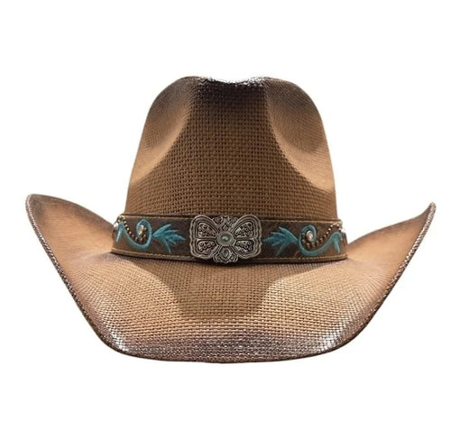 Desert Bloom Western Cowboy Hat with Turquoise Embroidery