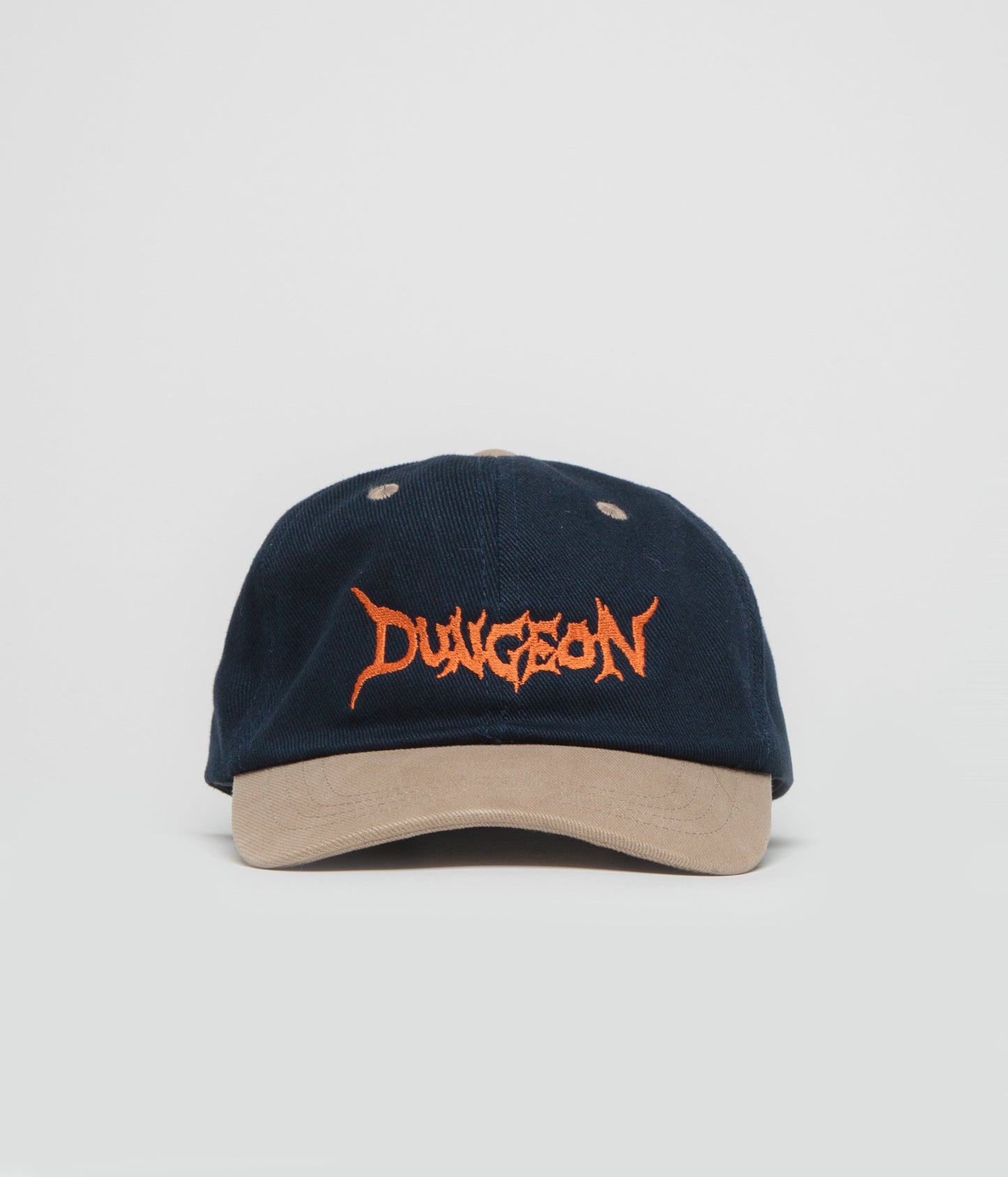 Dungeon Scrawl Logo Brushed Canvas Cap - Navy Taupe /  Orange