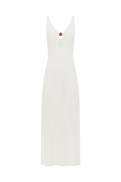 UNITY LOW PLUNGE MAXI DRESS - WHITE