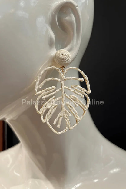 Earring Leaves White – Elegant Leaf Drop Earrings