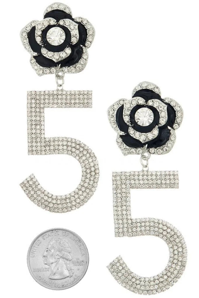 Embellished Flower Drop Statement Earrings