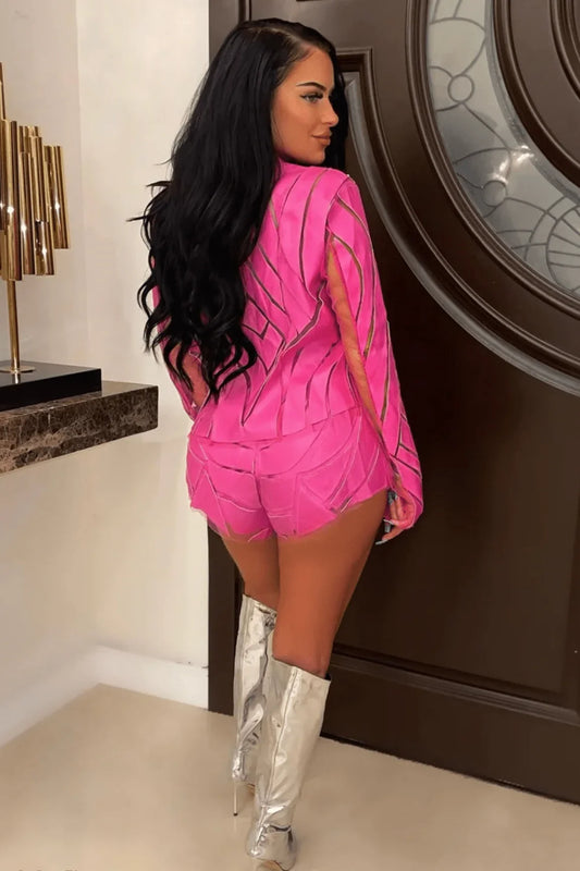 Essue Jacket and Shorts Set (Fuchsia)
