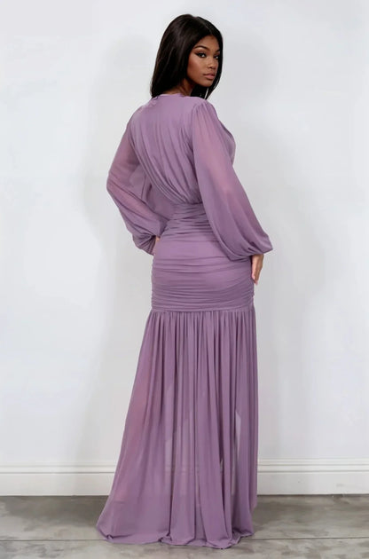 Ethereal Grace Maxi Gown - Dusty Wineberry