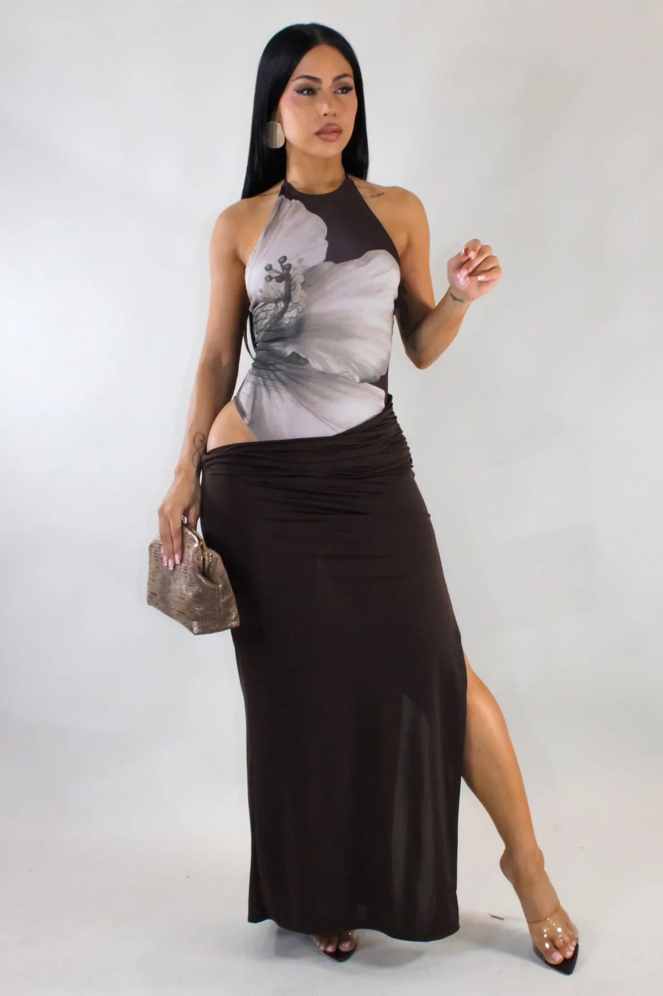 Ethereal Muse Maxi Dress - Brown