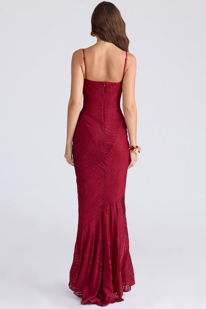 deep red devoré satin maxi gown - limited edition