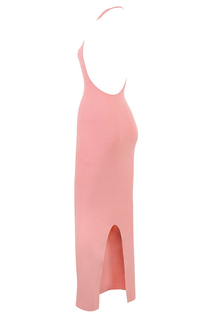 apricot plunge maxi dress
