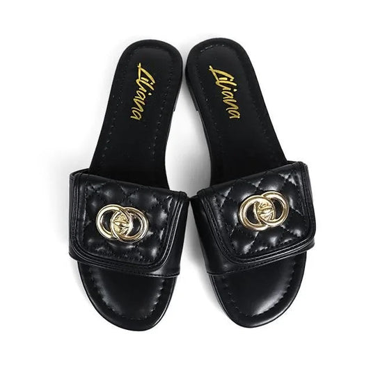 Kendry Charm Slip-On Sandals Black