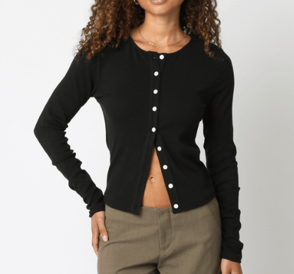 Talon Cardigan Top - Black