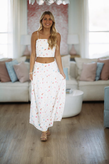 Nalu Dreams Maxi Skirt - Off White, Blue, Red and Yellow