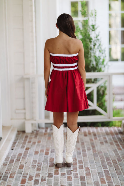Here I Am Mini Dress - Crimson Red