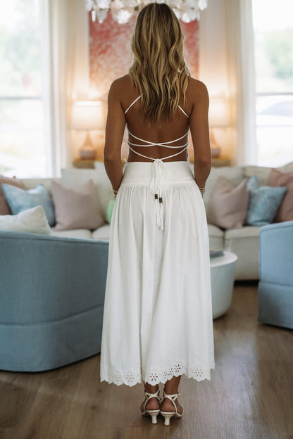 Beachside Blossom Top and Maxi Skirt - White