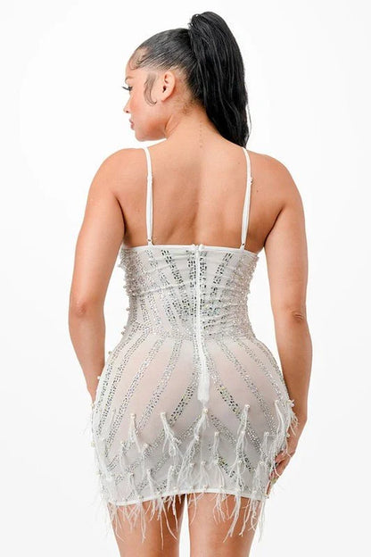 Hollywood Glamour Mini Dress (White)