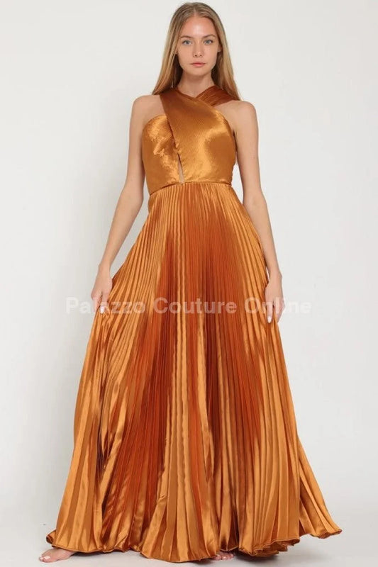 Idalia New Year’s Eve Princess Maxi Dress (Golden Camel)
