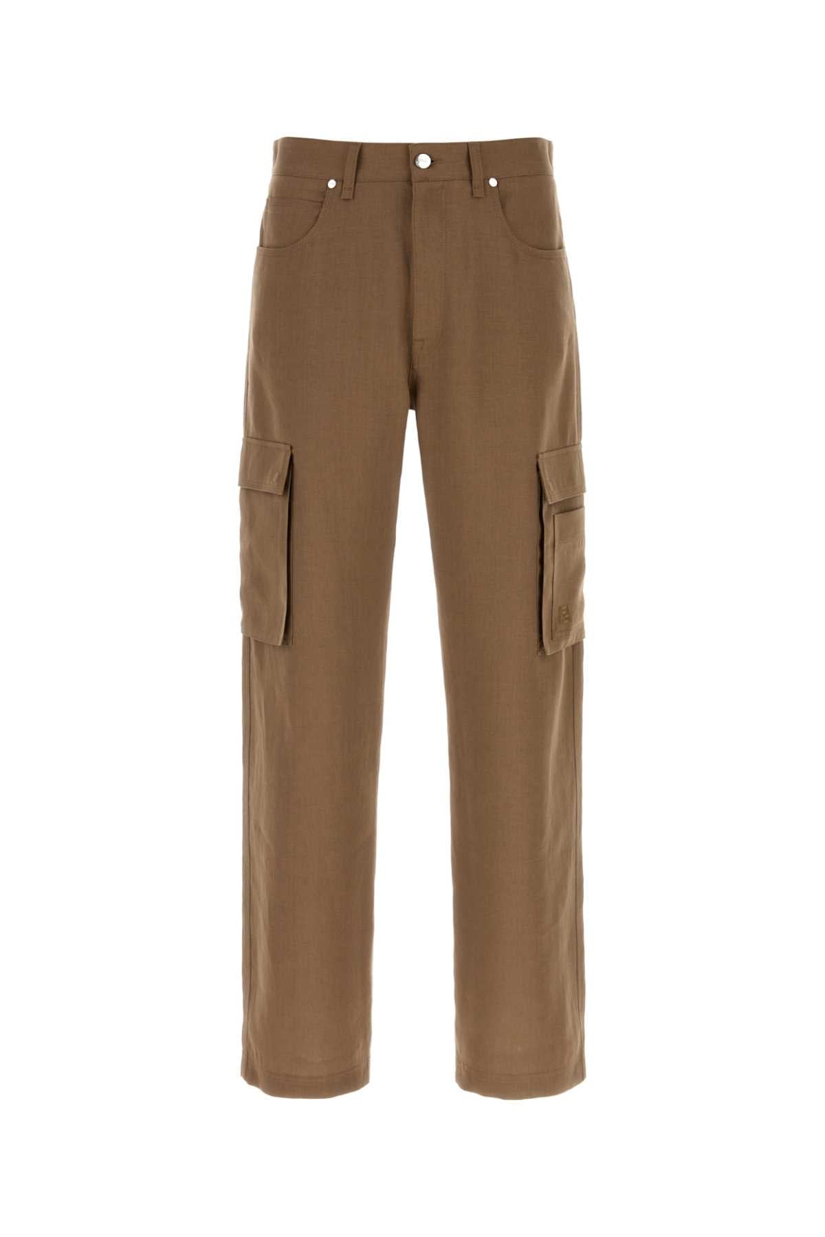 Fendi Linen Cargo Pants — Tan