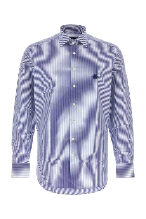 Etro Embroidered Poplin Shirt — Blue