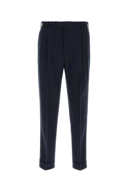 Pt Torino Cotton-Blend Tailored Trousers — Navy