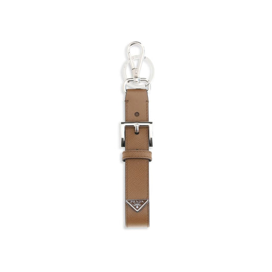 Prada Saffiano Leather Key Case — Brown