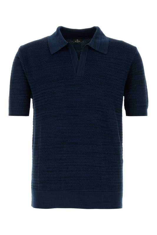 Etro Textured Cotton Polo — Navy