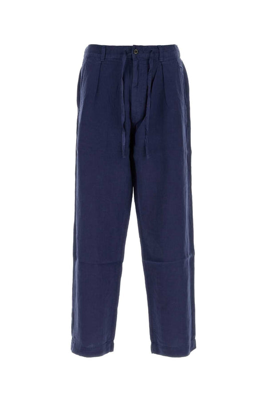 Polo Ralph Lauren Pleated Linen Trousers — Navy