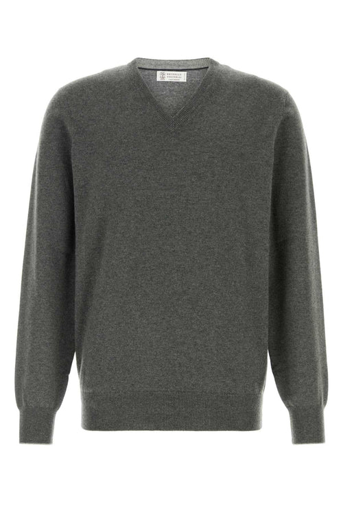 Brunello Cucinelli Neck Sweater — Gray