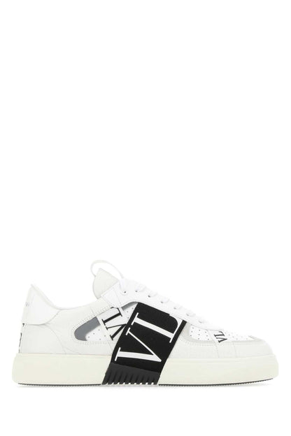 Valentino Garavani Color-Block Calf Leather Sneaker — White