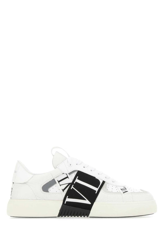 Valentino Garavani Color-Block Calf Leather Sneaker — White