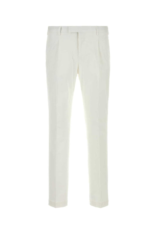 Pt Torino Cotton-Elastane Stretch Trousers — White