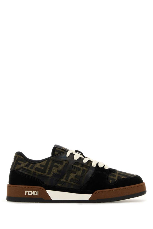 Fendi Logo Jacquard Colorblock Sneaker — Black