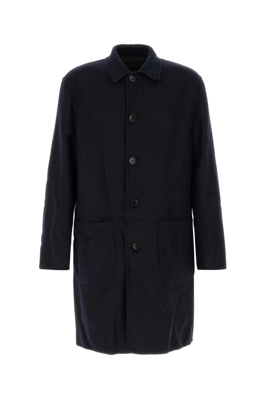 Etro Wool Blend Reversible Coat — Navy