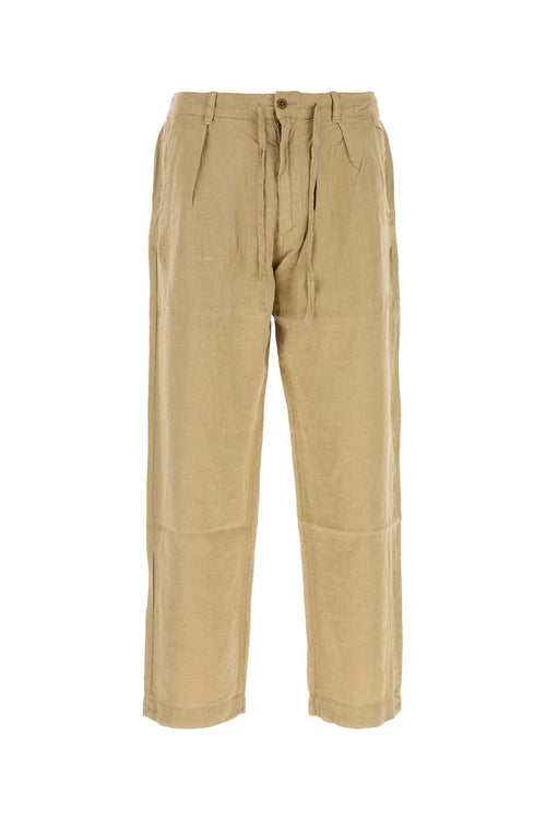Polo Ralph Lauren Pleated Linen Trousers — Beige
