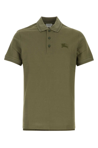 Burberry Logo-Embroidered Piquet Cotton Polo Shirt — Olive