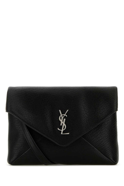 Saint Laurent Quilted Leather Clutch — Black