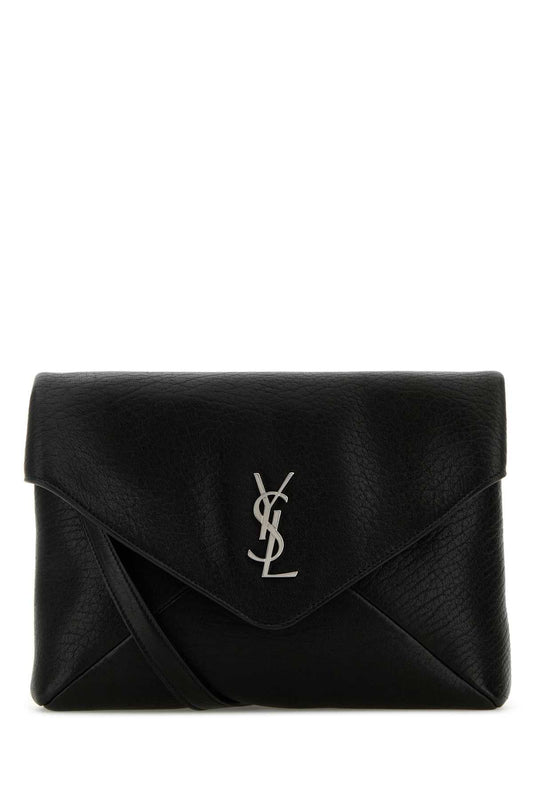 Saint Laurent Quilted Leather Clutch — Black