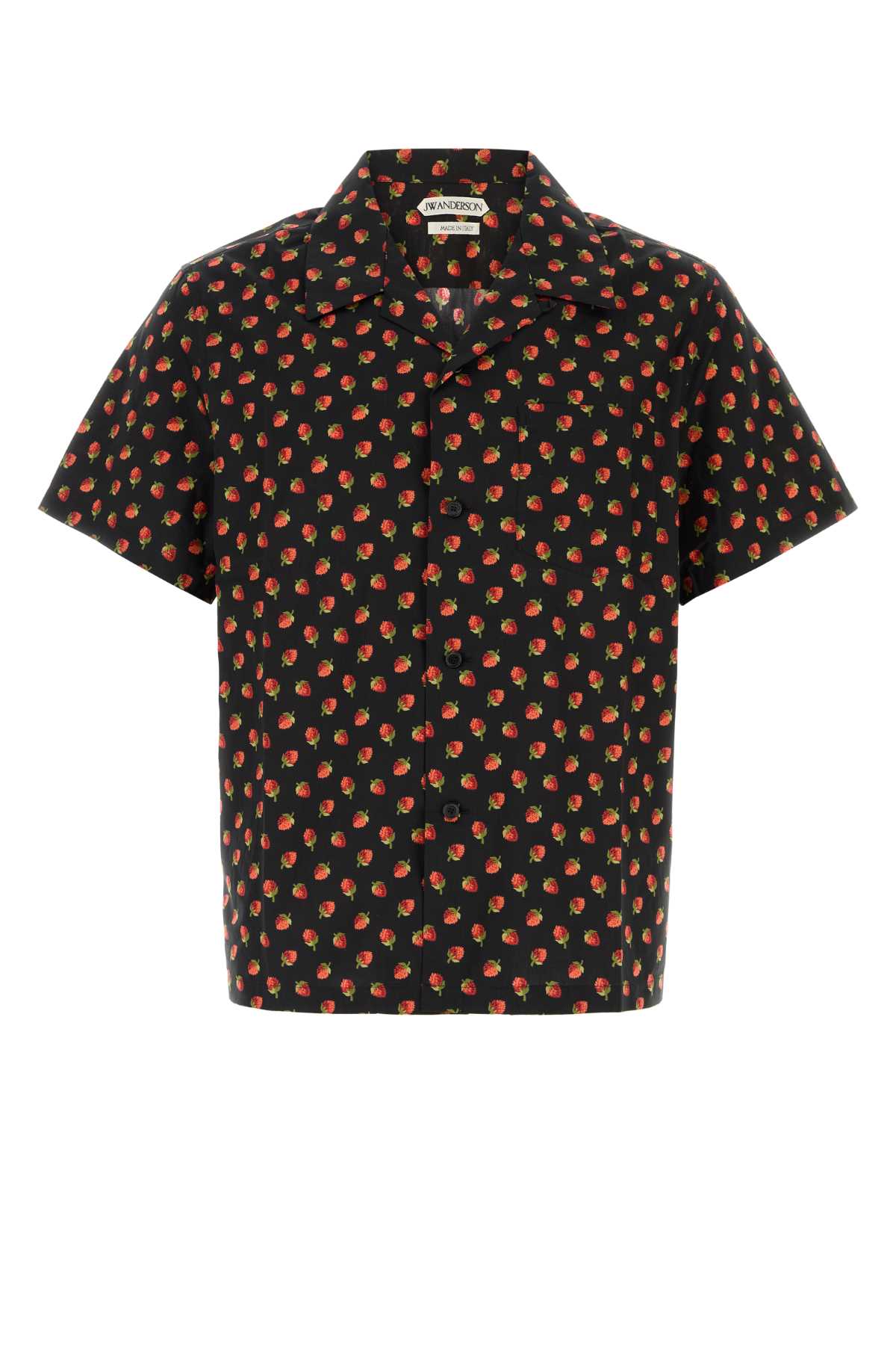 JW Anderson Floral-Print Poplin Shirt — Black